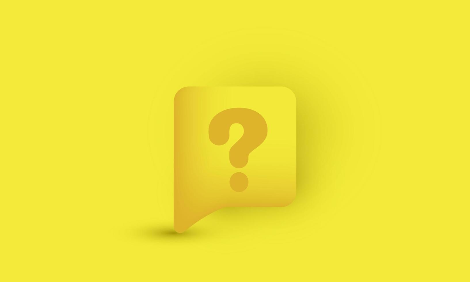 unique yellow speech bubble question mark faq support realistic 3d design isolated on vector