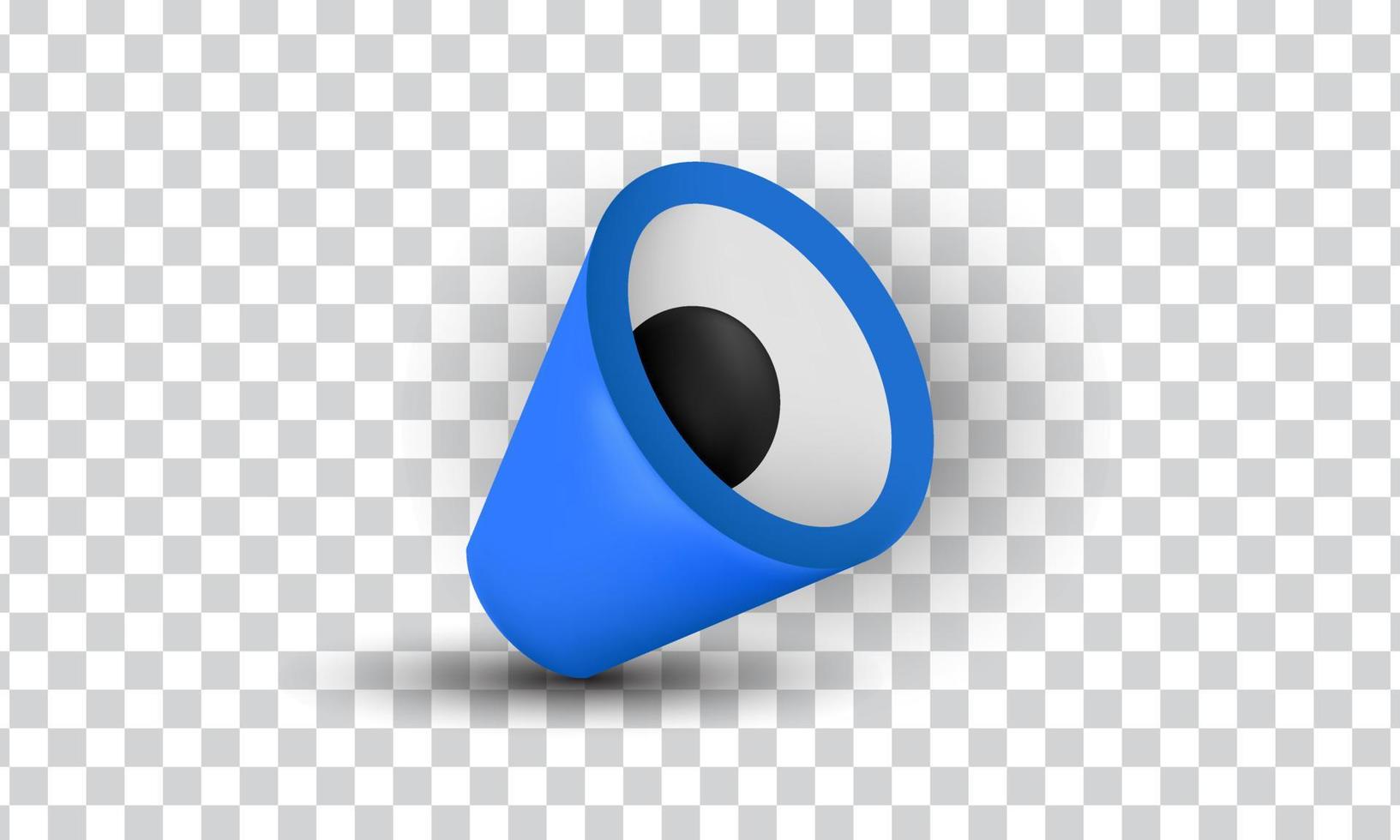 único icono de megáfono blanco azul 3d aislado en vector