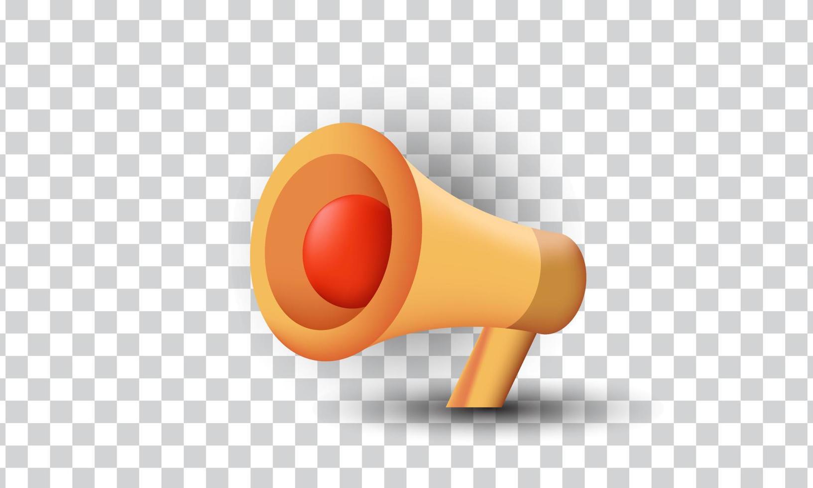 unique 3d red orange megaphone icon isolated on vector