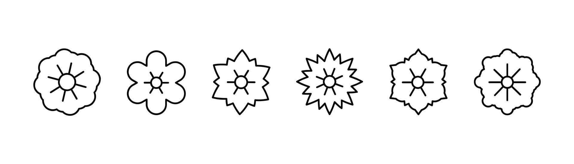 icon line Set of floral elements,Vector flowers black outline collection, line art flowers for design vector