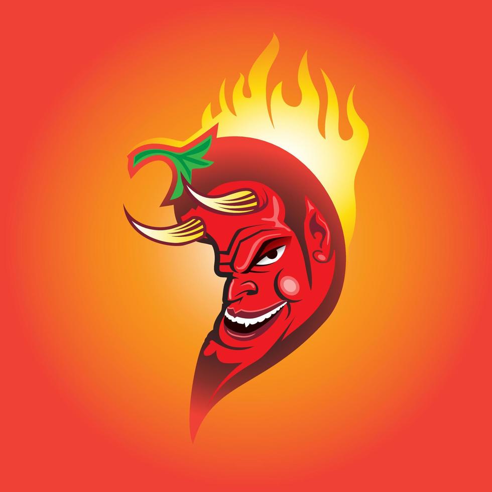 Red Hot Chilli Pepper Devil, mexican chilli vector illustration.