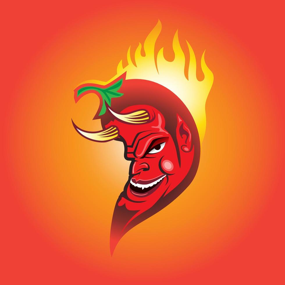 diablo de pimiento rojo picante, ilustración vectorial de chile mexicano. vector