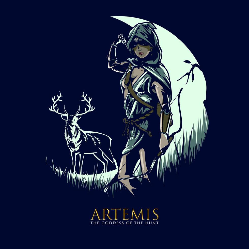 Artemis the goddess of the hunt vector