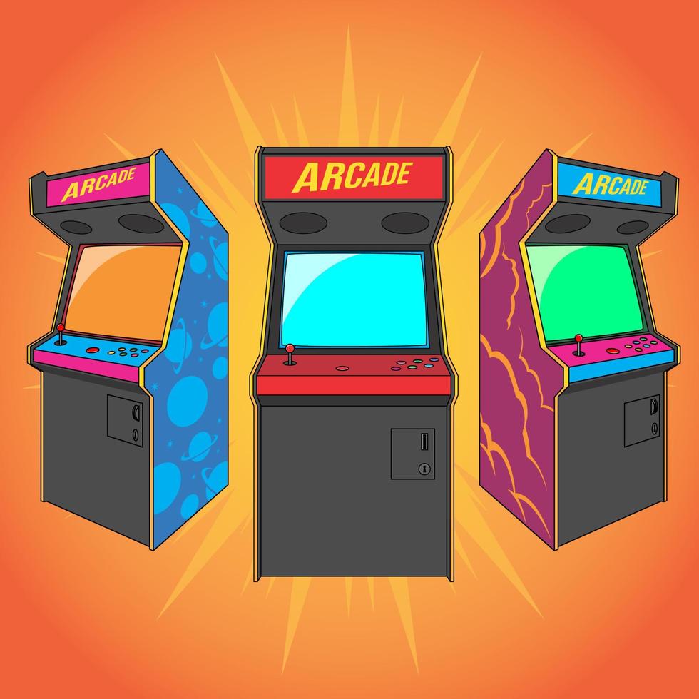 Máquinas de videojuegos arcade ilustración vectorial vector