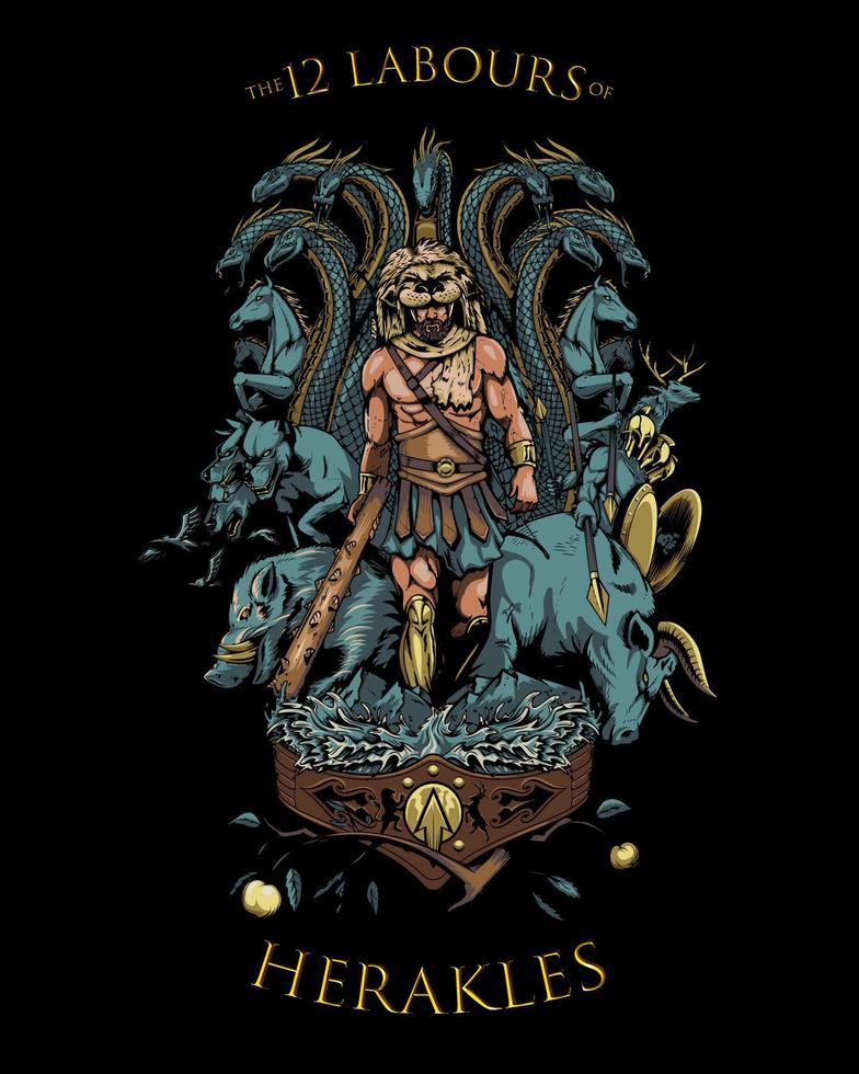 the 12 Labours of Herakles vector