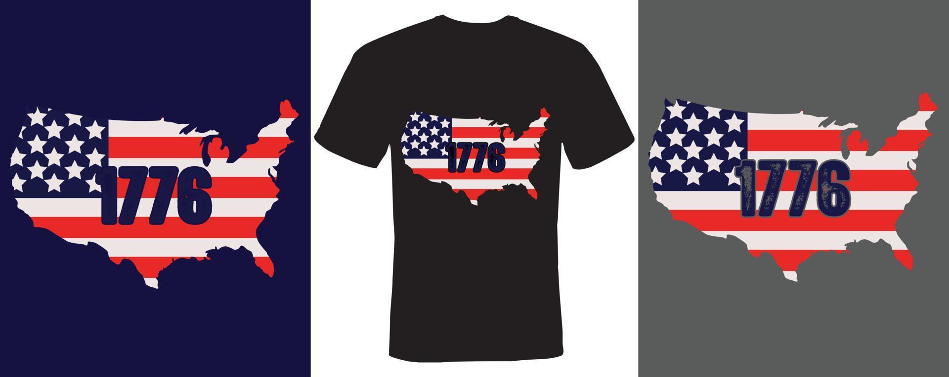 1776 diseño de camiseta para americano vector