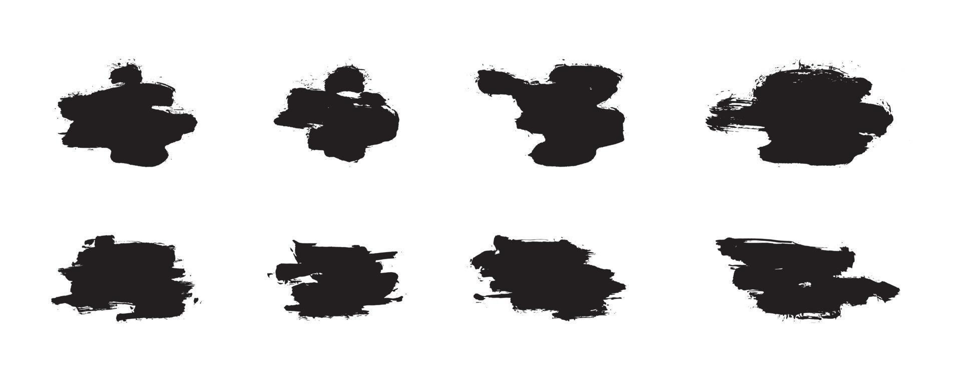 trazos de pincel abstracto de estilo chino. conjunto de trazos de tinta negra sobre papel blanco. elementos de diseño gráfico para espacio de copia, tercio inferior, efecto de texto, pincel vectorial, etc. vector