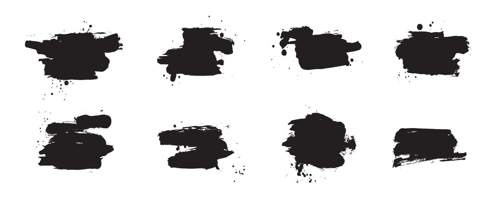 Chinese style abstract brush strokes. Set of black ink strokes on white paper. Graphic design elements for copy space, lower third, text effect, vector brush, etc.