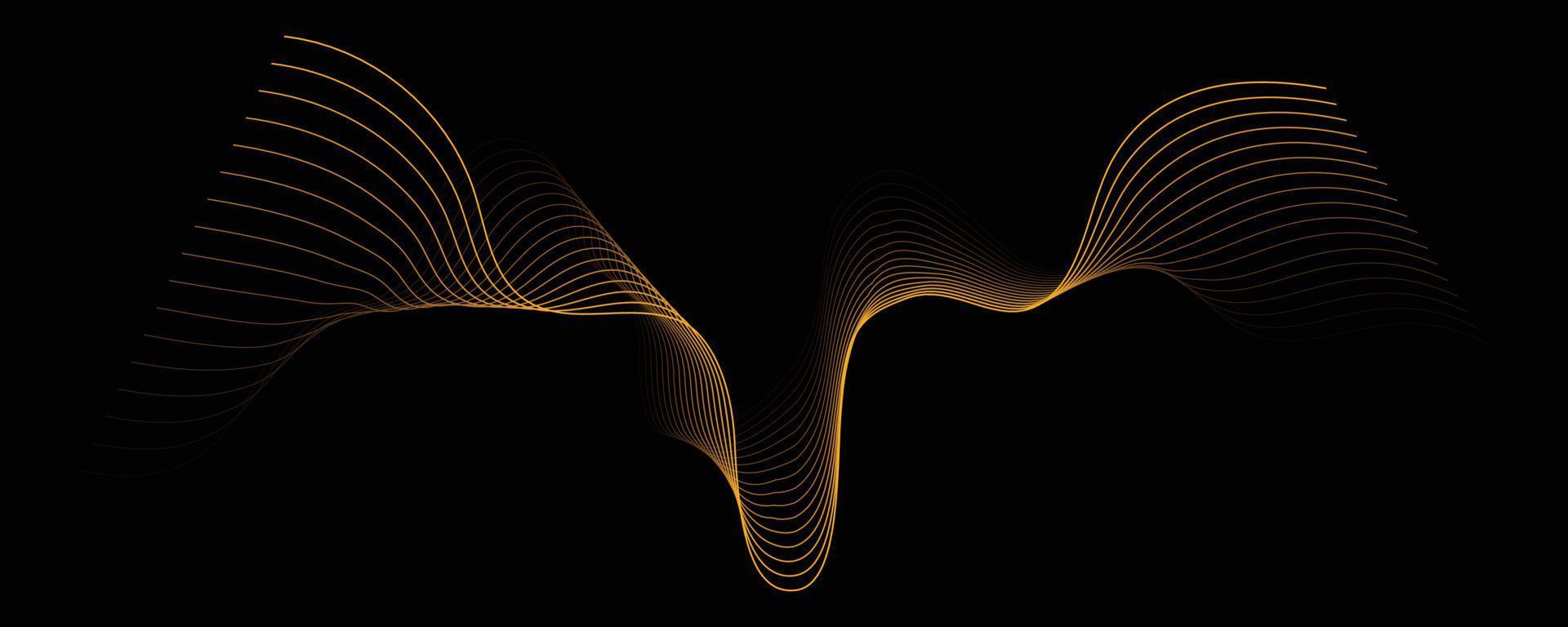 Colorful abstract wave in black background. dynamic abstract line design in modern and luxurious style. panoramic wallpaper design for banner. vector