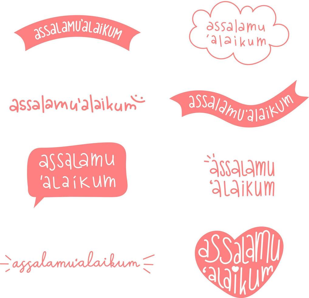 Assalamualaikum Lettering in Cute Style vector