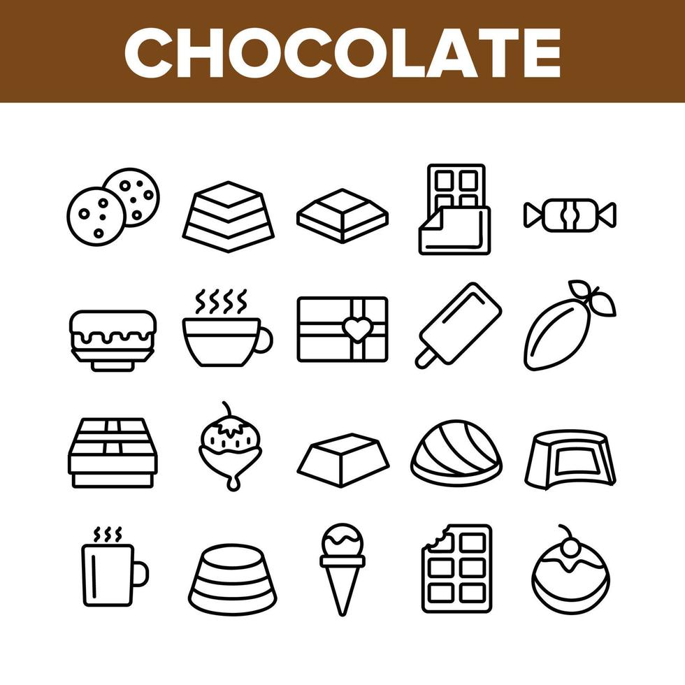 Chocolate Collection Elements Icons Set Vector