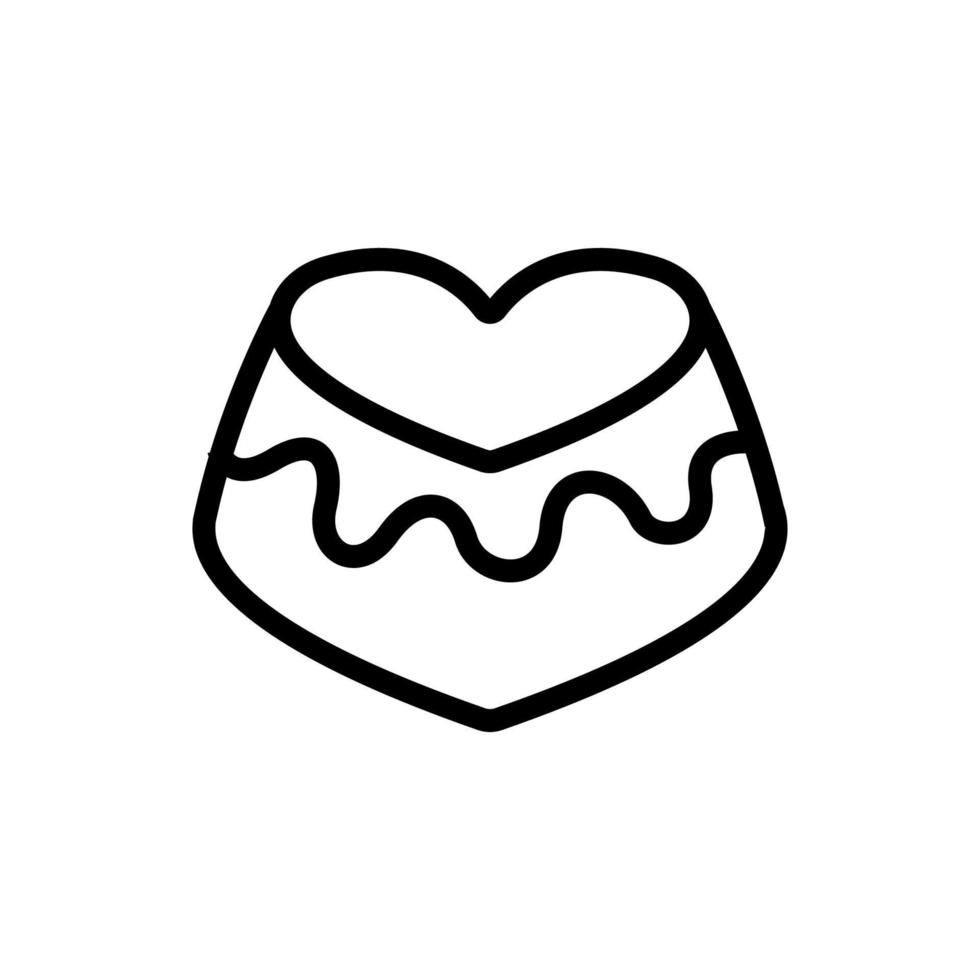 chocolate in heart shape icon vector outline illustration