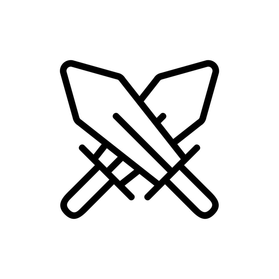 two swords icon vector outline illustration