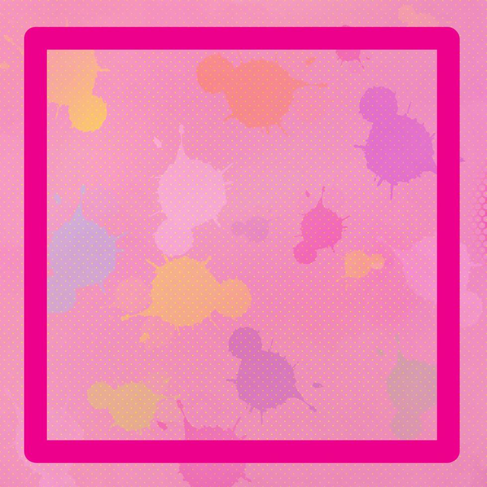 pink background with pastel colour splash red square frame, vector illustration