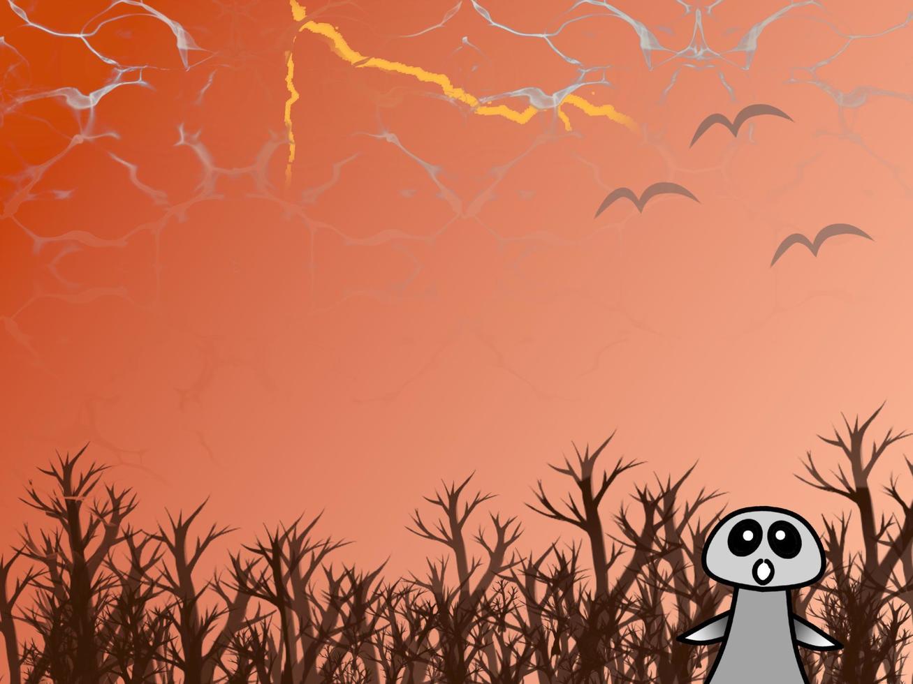 halloween orange and black background with dry tree and a little ghost,vector illustration vector