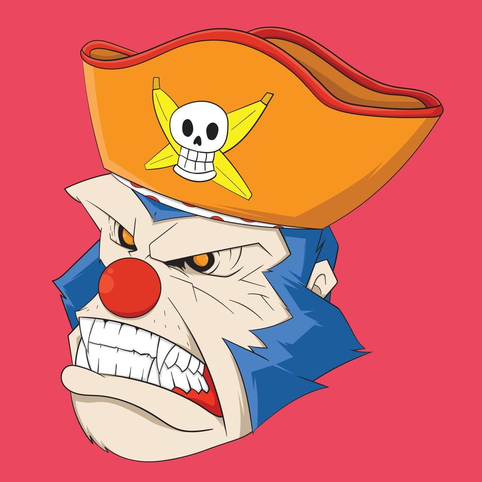 Pirate Gorilla Clown Vector Illustration