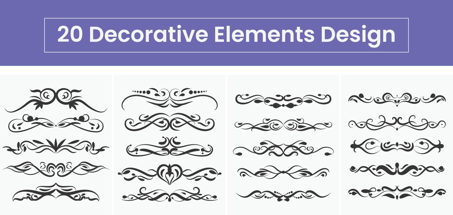 dividers, ornaments and floral decorative elements, calligraphic design, Vector illustration, Decorative vintage line elements, Hand drawn Decorative Floral Design