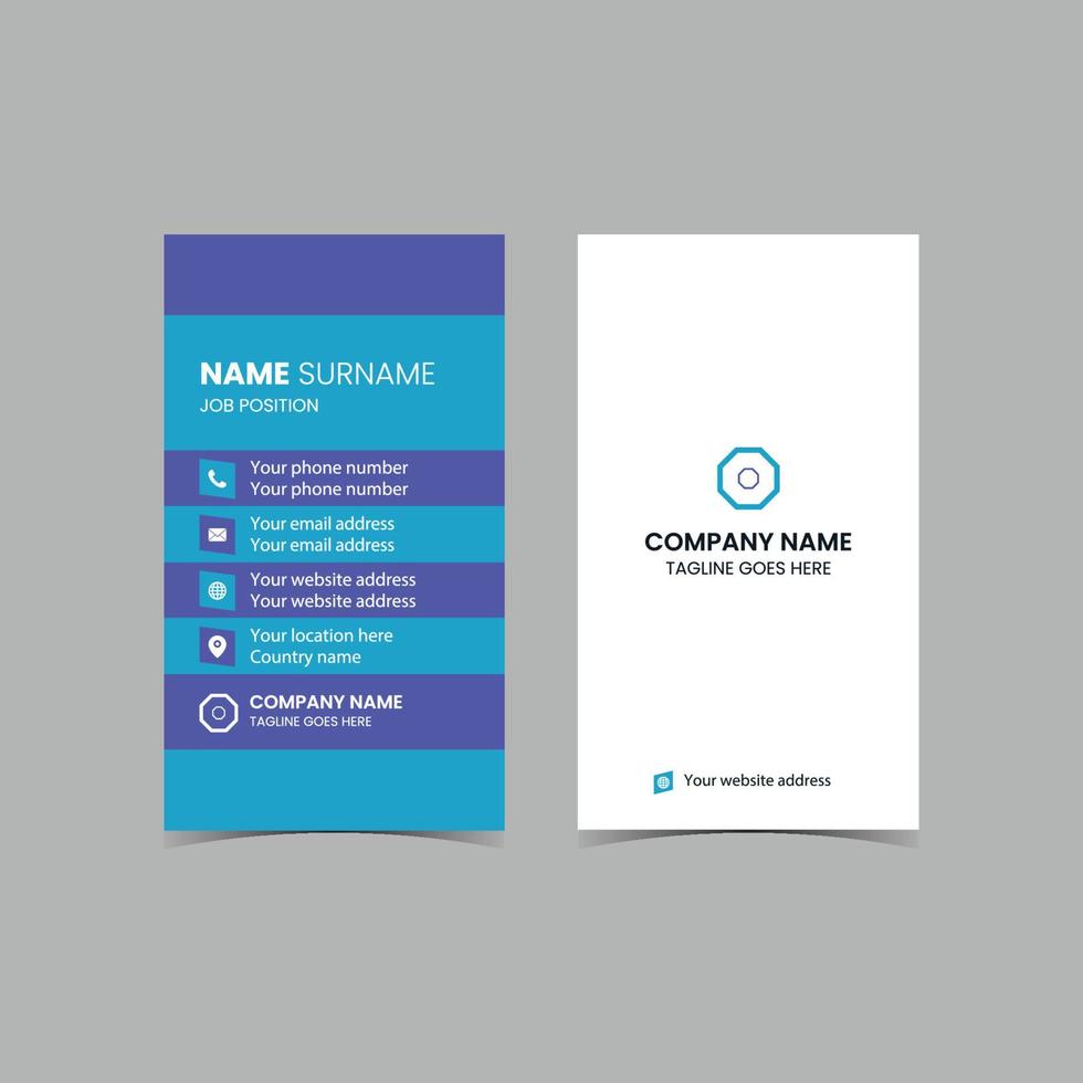 Double-sided Vector Modern Creative and Clean Business Card template. Portrait and landscape orientation. Horizontal and vertical layout. Vector illustration