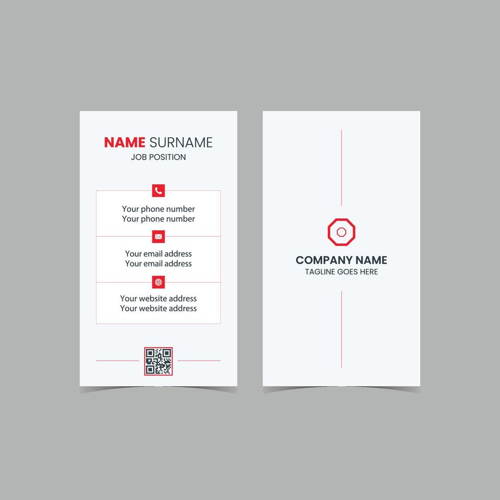 Double-sided Vector Modern Creative and Clean Business Card template. Portrait and landscape orientation. Horizontal and vertical layout. Vector illustration