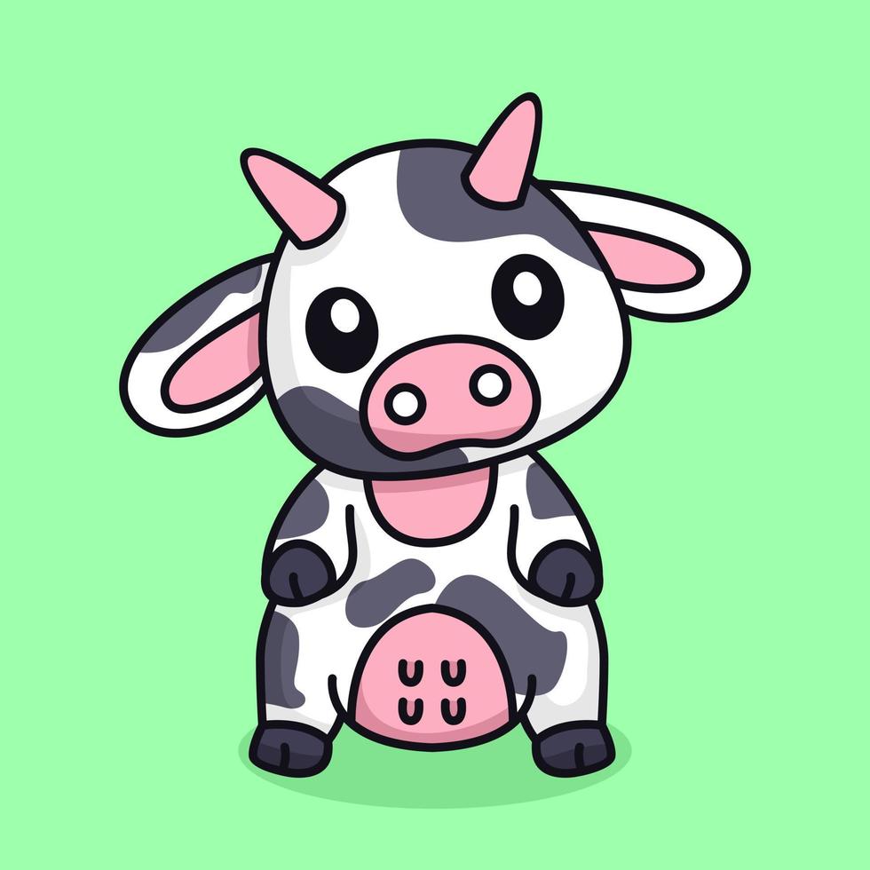 Premium Vector Illustration of cute dairy cow sitting