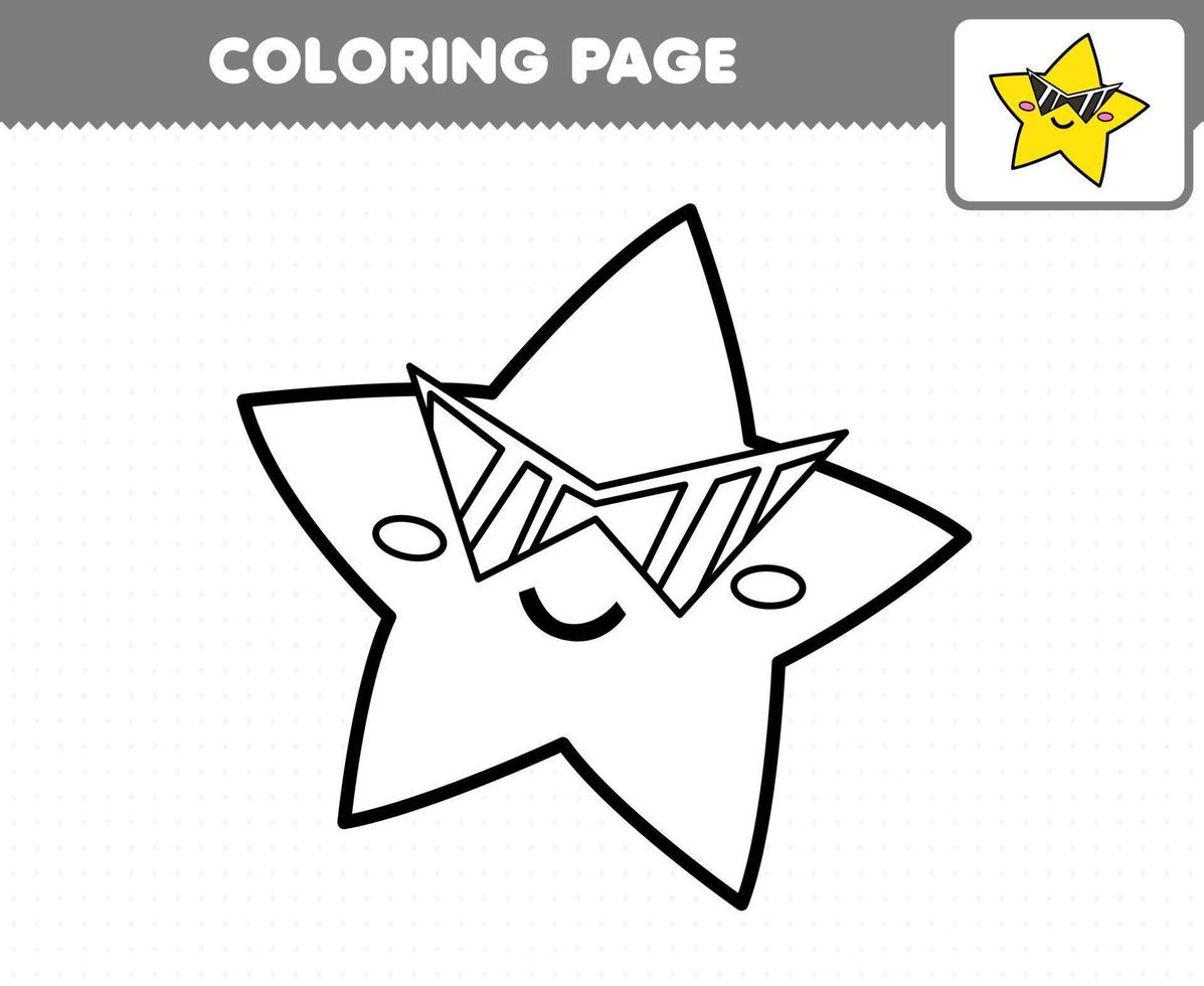 Education game for children coloring page cute cartoon solar system star printable worksheet vector