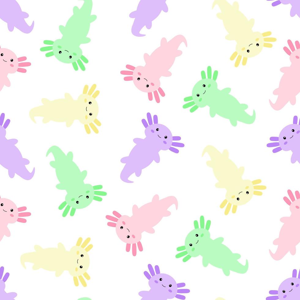 Cute cartoon axolotl. Seamless pattern. Vector. vector