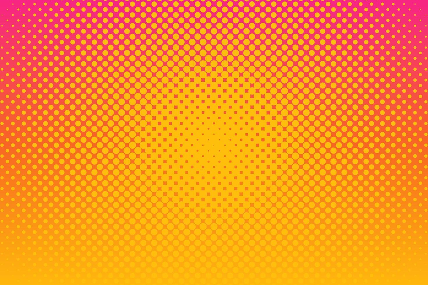 Pink yellow pop art background with halftone dots in retro comic style. Vector illustration.