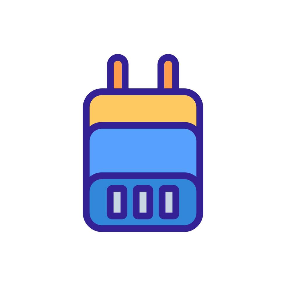 power adapter with plug for three devices icon vector outline illustration