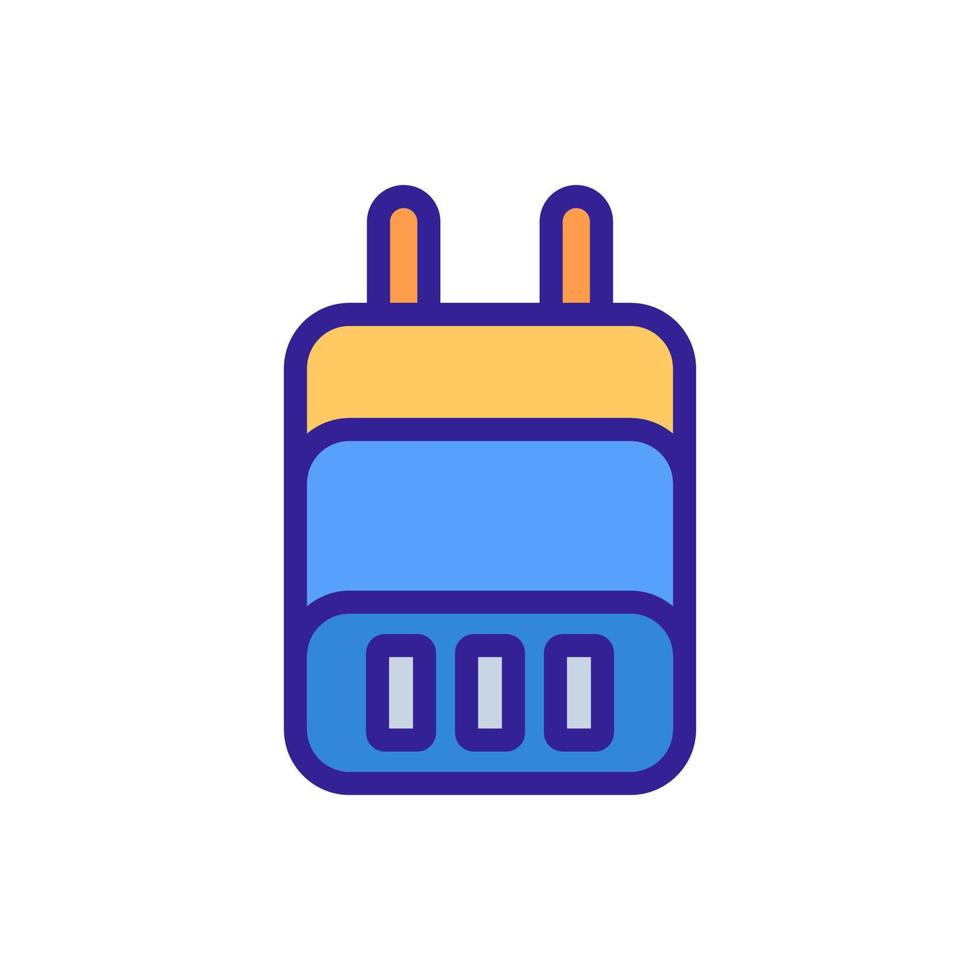 adaptador de corriente con enchufe para tres dispositivos icono vector ilustración de contorno