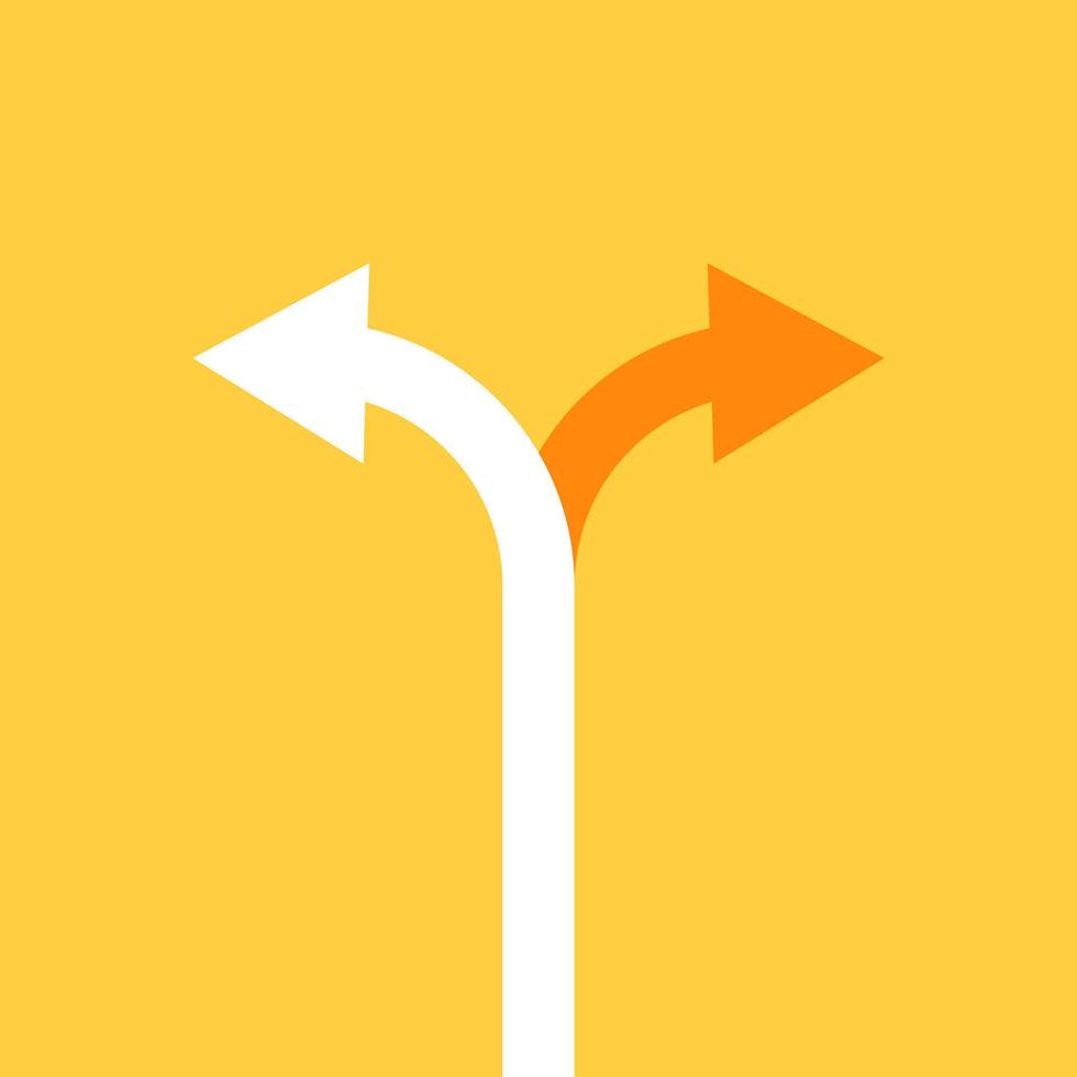 Arrow, two way direction icon vector choice the way concept for your web site design, logo, app, UI.illustration