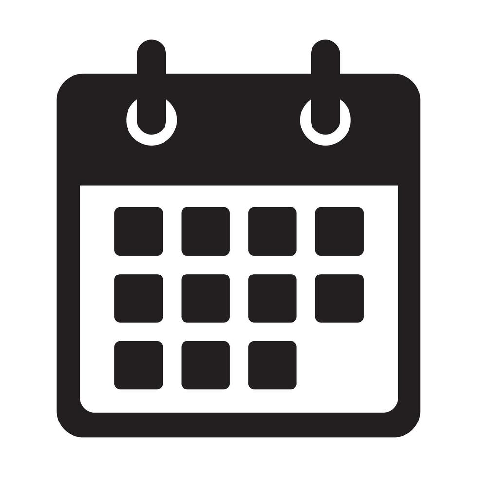 vector de icono de calendario para diseño gráfico, logotipo, sitio web, redes sociales, aplicación móvil, ilustración de interfaz de usuario