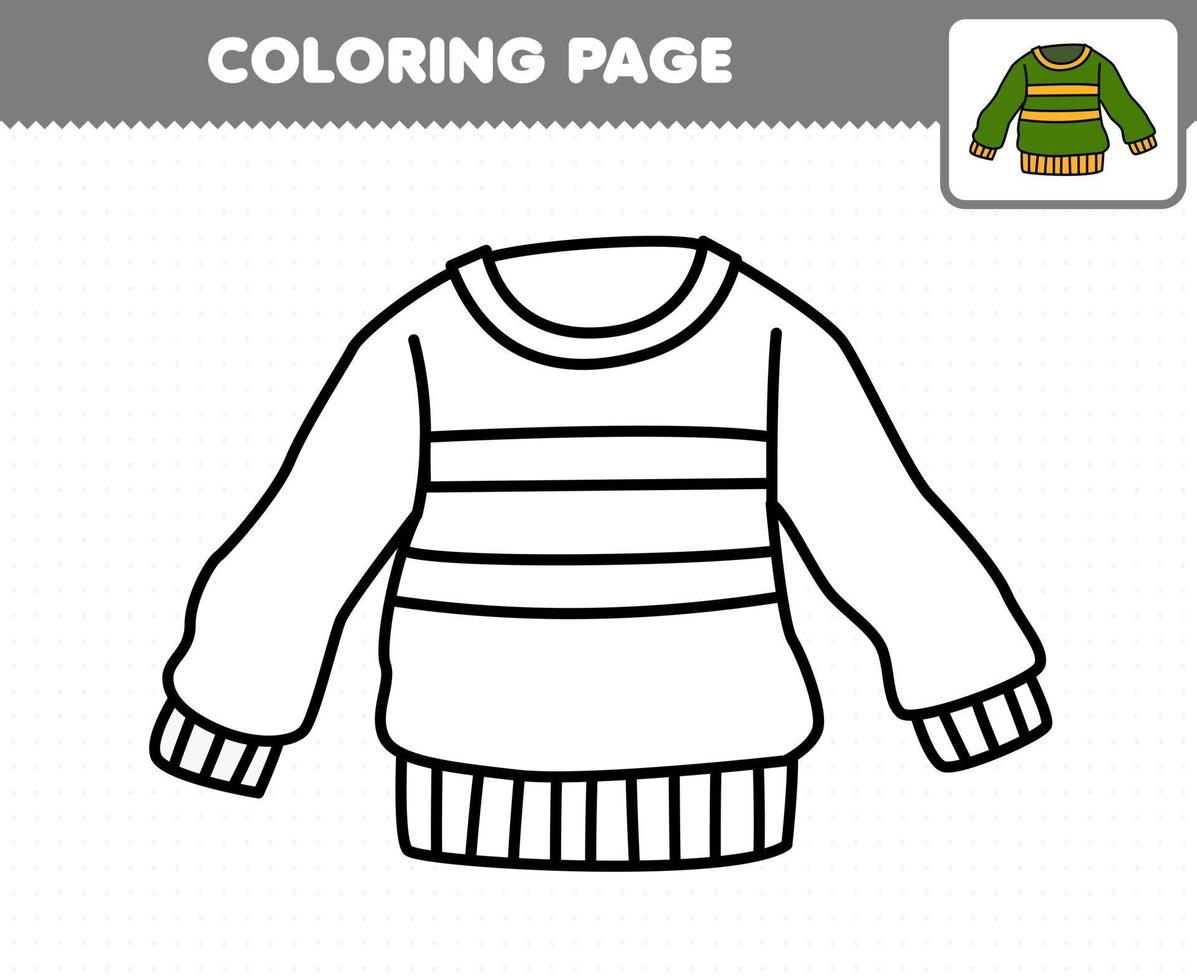 juego educativo para niños página para colorear dibujos animados ropa  ponible suéter hoja de trabajo imprimible 9971756 Vector en Vecteezy