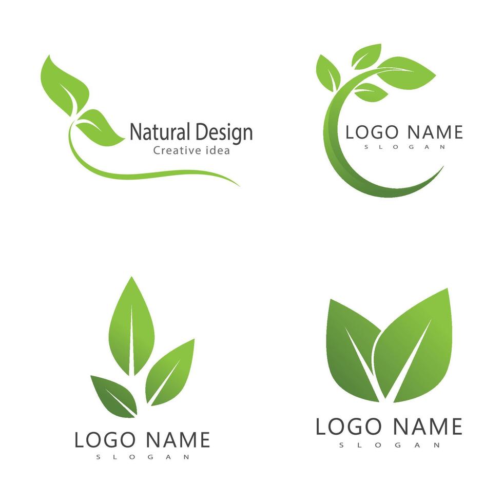 Logos of green leaf ecology nature element vector