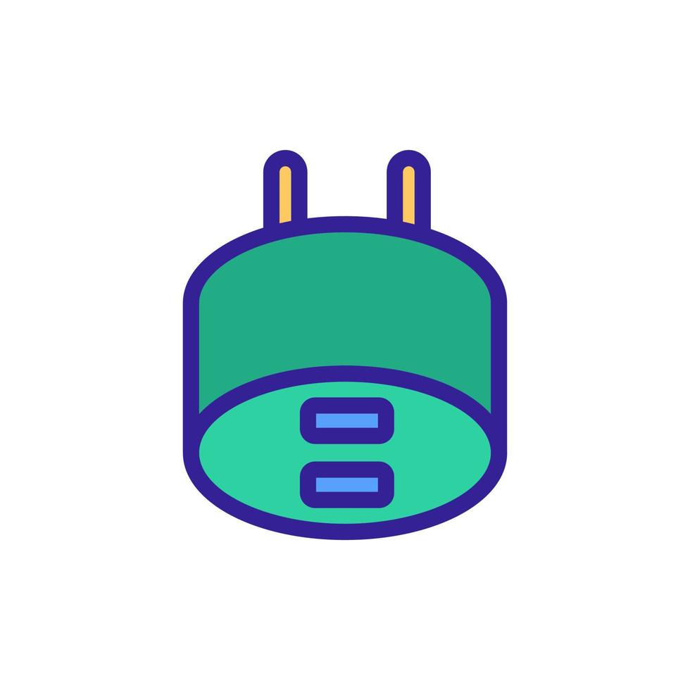 round plug power supply with two connectors icon vector outline illustration