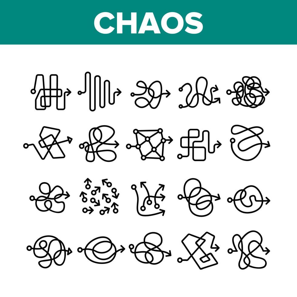 Chaos Arrow Movement Collection Icons Set Vector