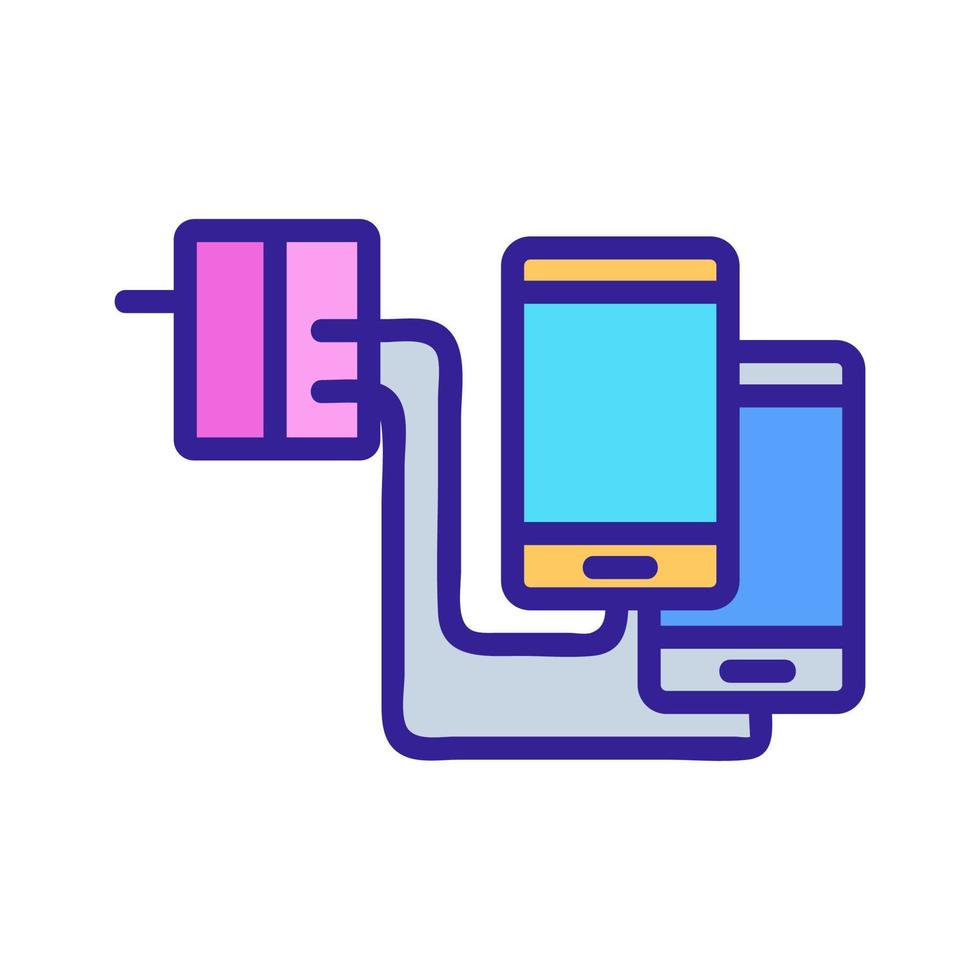 wired charger for two phones at same time icon vector outline illustration