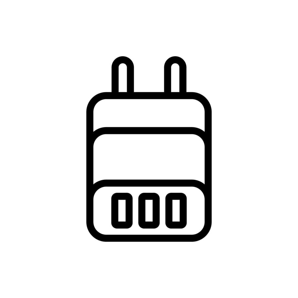 power adapter with plug for three devices icon vector outline illustration
