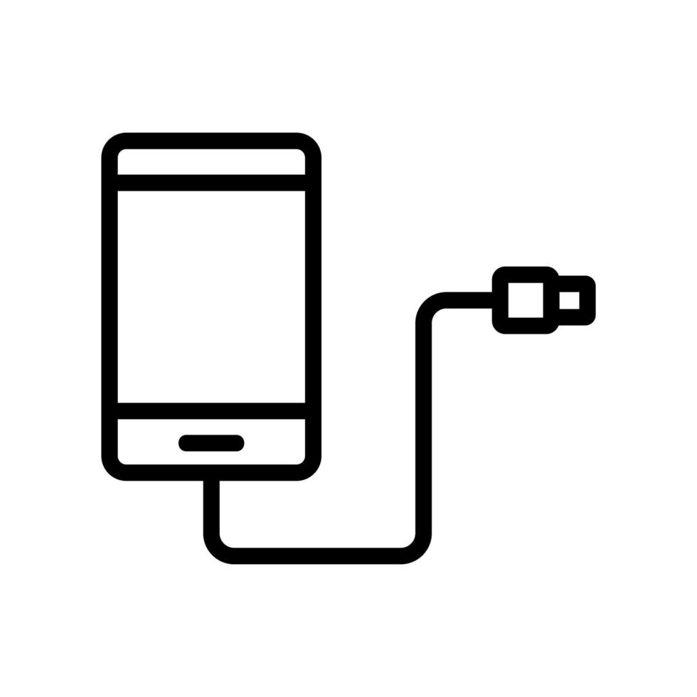 cargue su teléfono desde el icono de cable usb ilustración de contorno vectorial vector