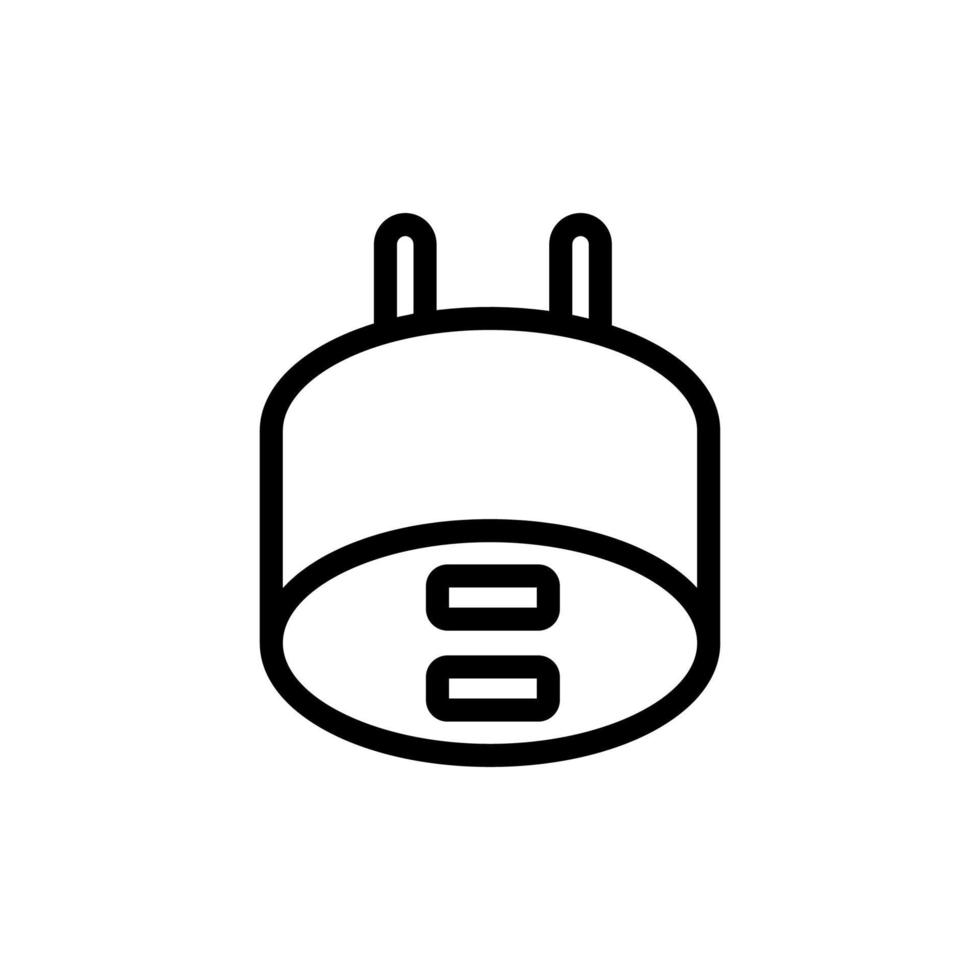 round plug power supply with two connectors icon vector outline illustration
