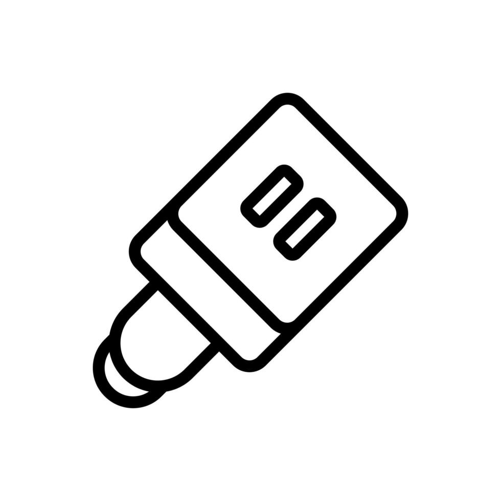 square power block with two connectors top view icon vector outline illustration