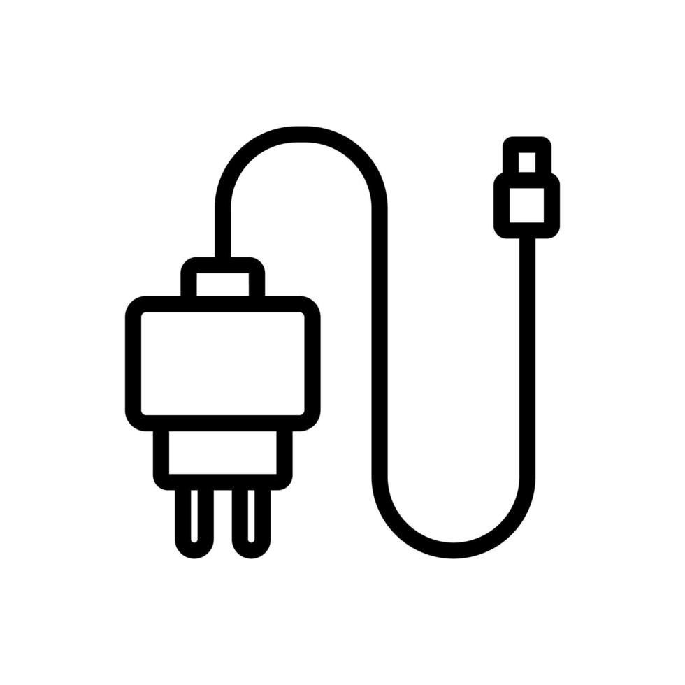 charging power supply with wire icon vector outline illustration