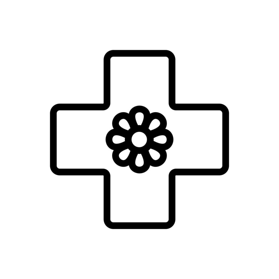 chamomile medicine cross icon vector outline illustration