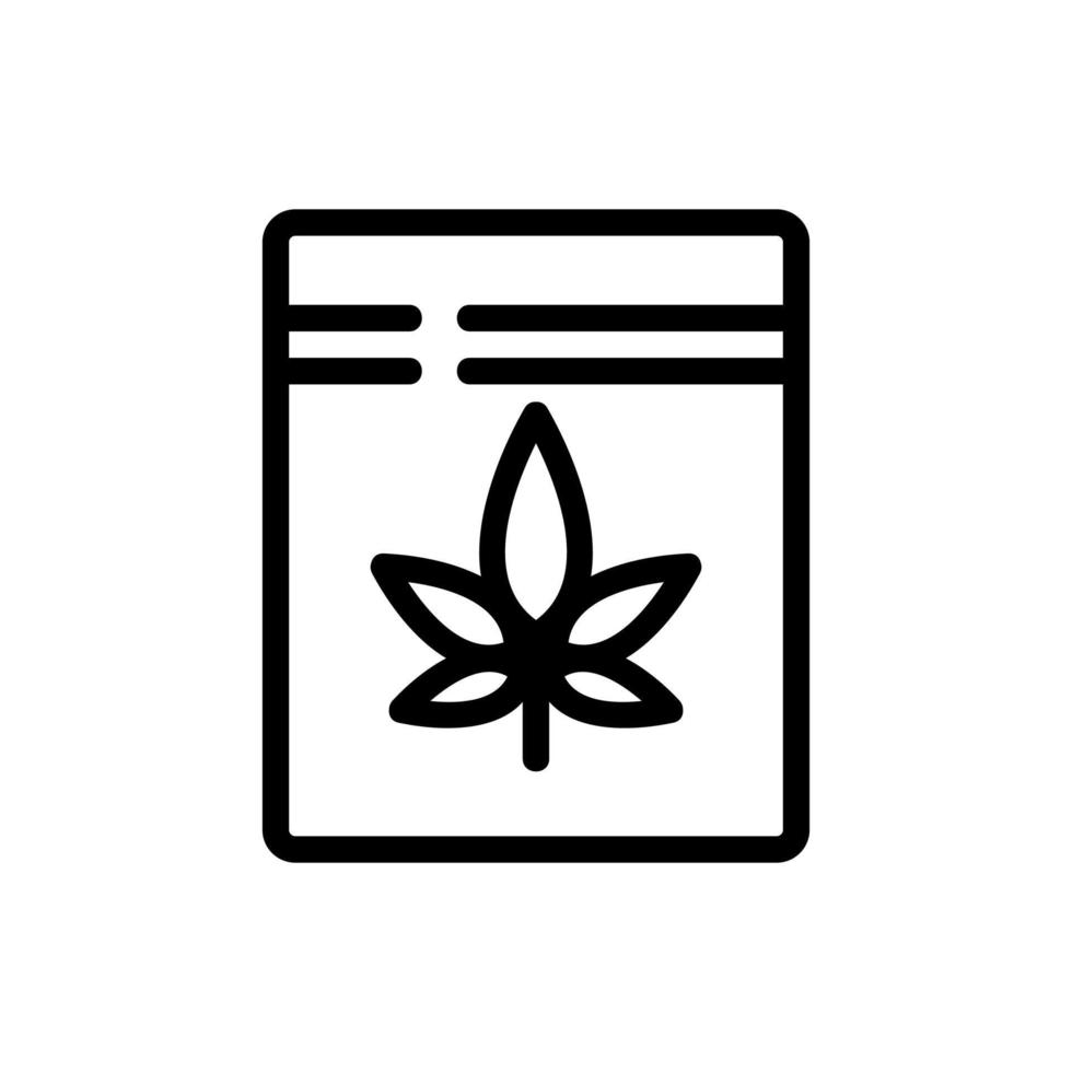 cannabis en bolsa de plástico icono vector ilustración de contorno