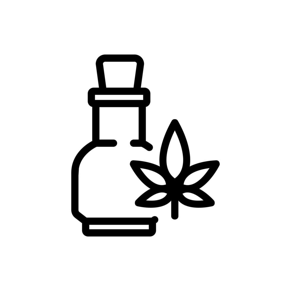 cannabis elixir in glass bottle icon vector outline illustration