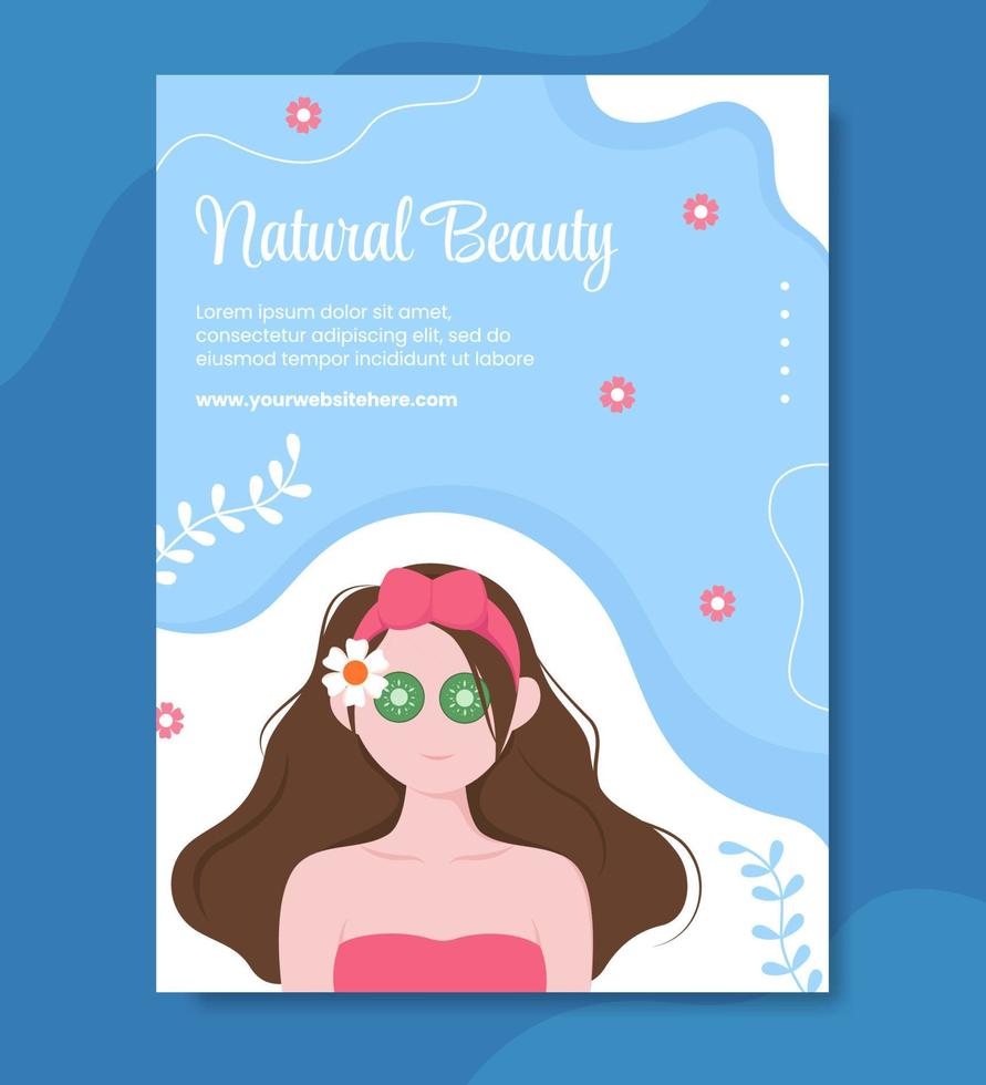 Beauty Poster Template Flat Cartoon Background Vector Illustration