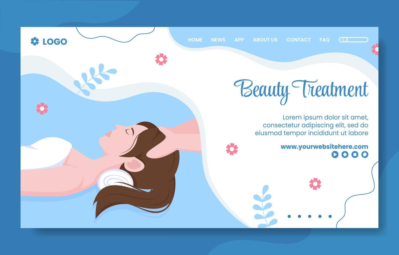 Beauty Social Media Landing Page Template Flat Cartoon Background Vector Illustration