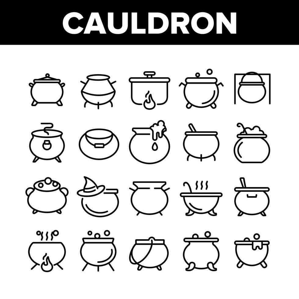 Cauldron Collection Elements Icons Set Vector