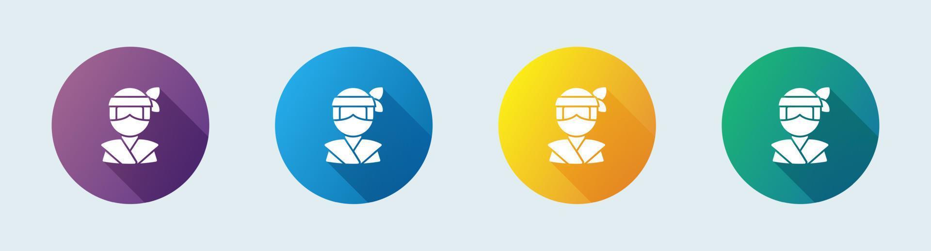 Ninja solid icon in flat design style. Japanese warrior signs vector illustration.