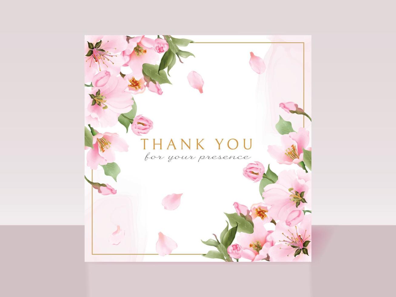 Beautiful cherry blossom wedding invitation card template vector