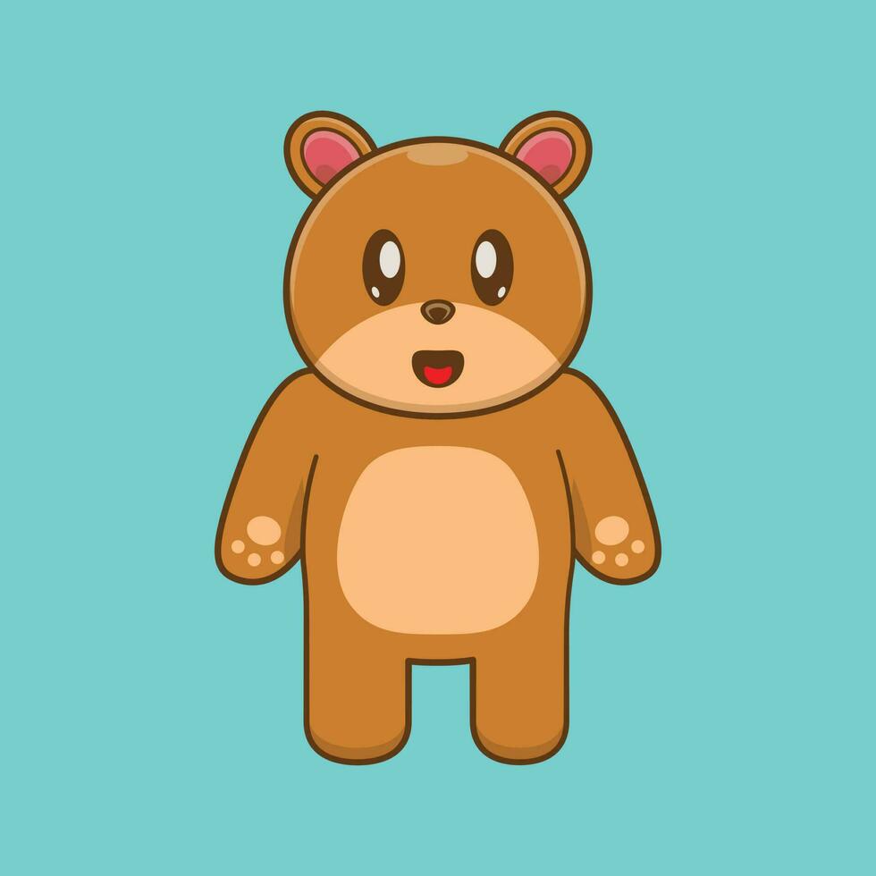 Cartoon adorable cute bear vector icon. Animal Character Concept. Simple premium design